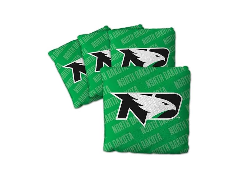 YouTheFan Officially-Licensed NCAA North Dakota Fighting Hawks Set of 4 Cornhole Bags - All Weather Regulation 6” x 6” Size - 16oz Weight - Designed in USA