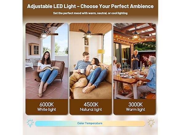 AMZATYI 42 Inch Smart Outdoor Ceiling Fan, Brown