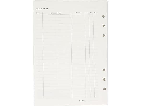 Filofax A5 Organiser Expense Tracker Refill, White