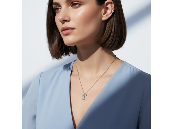 Moissanite Diamond Bow & Round Necklace