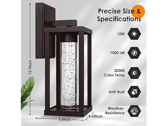 Brightever B0DP4C15BJ Outdoor Wall Light Brown 2-Pack