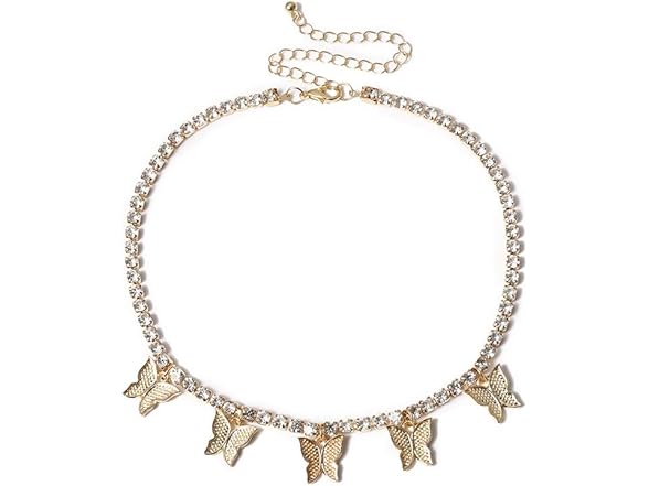 Doubnine Butterfly Necklace Choker CZ