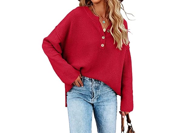 Women’s Oversized V Neck Knit Sweater