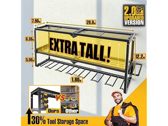 Power Tool Organizer, Wall Mount, Garage Organization