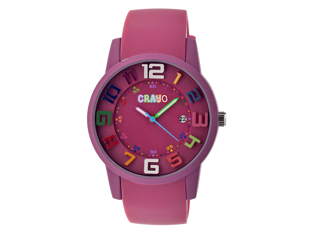 CRAYO Festival Unisex Watch w/ Date - Fuchsia - Gallery 5