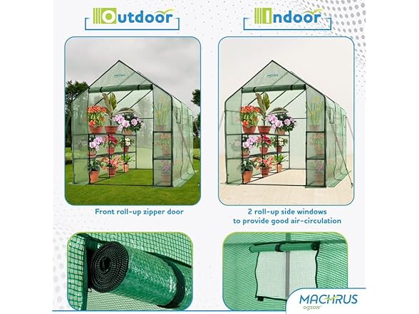 Ogrow Deluxe Walk-In Greenhouse 2 Tiers, 8 Shelves