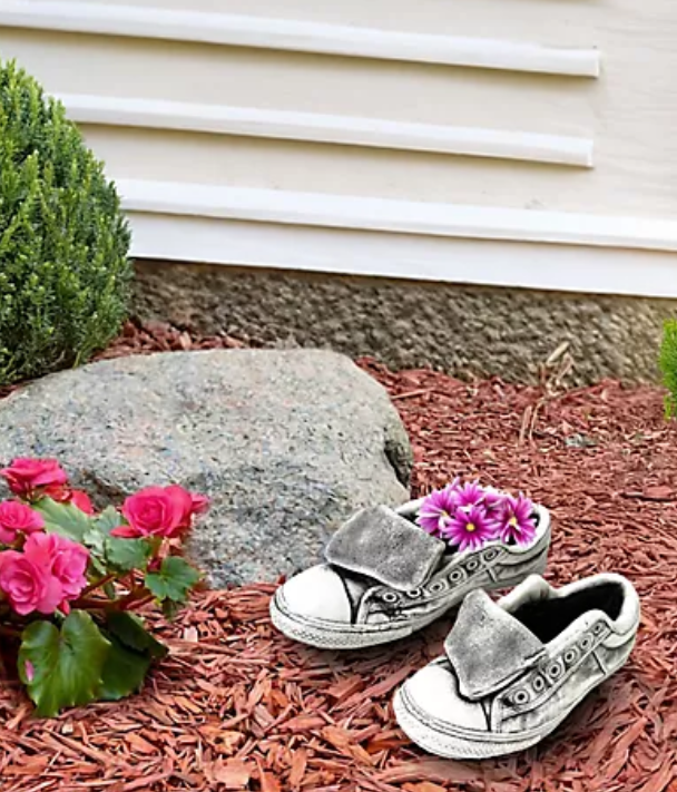 Santa's Workshop Inc 11" Cement White Sneaker Planters - Gallery 2