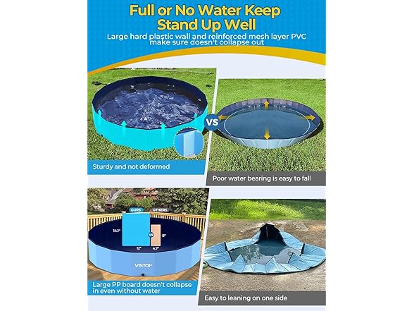 VISTOP Jumbo Foldable Dog Pool, Hard Plastic