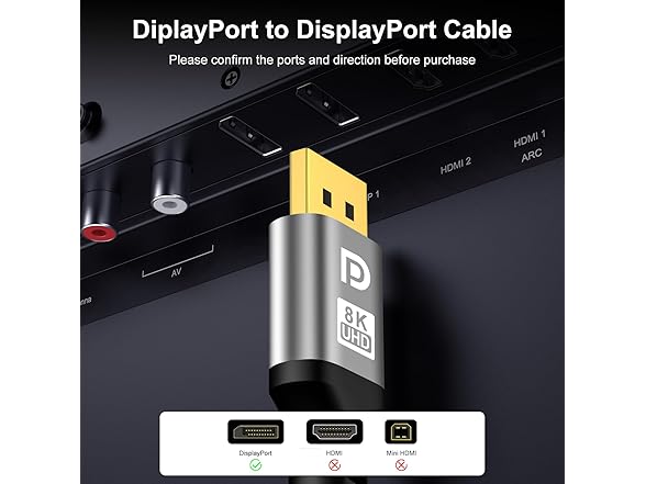 jojobnj 16K DisplayPort Cable 6.6FT