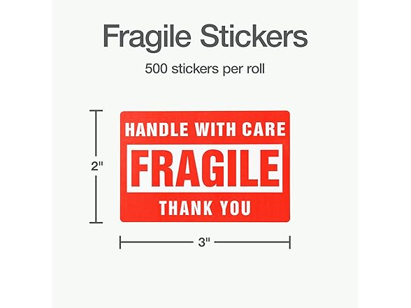 Quality Park Fragile Stickers 500/Roll