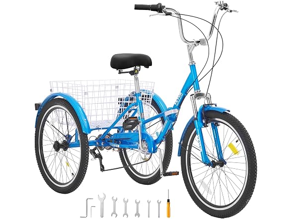Adult Tricycles Bike, 24 Inch Three-Wheeled