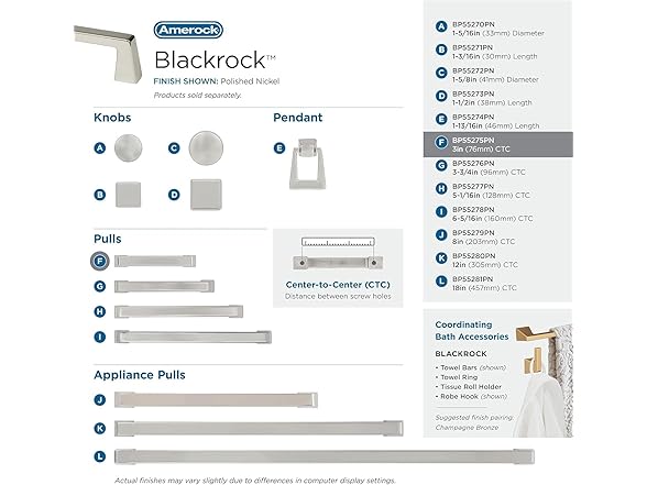 Amerock Blackrock Pull, 3", Nickel