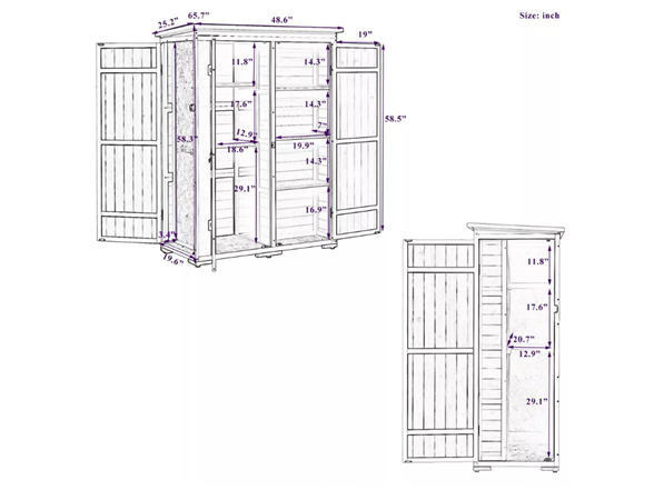 WhizMax 65.7" Garden Shed w/ Shelves -Choose Color