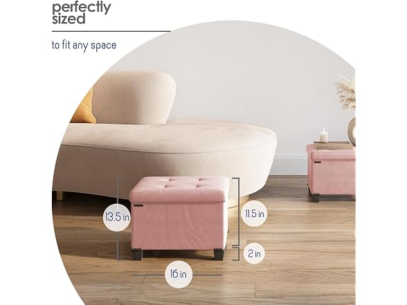 Storage Ottoman Cube Bin 16in Pink