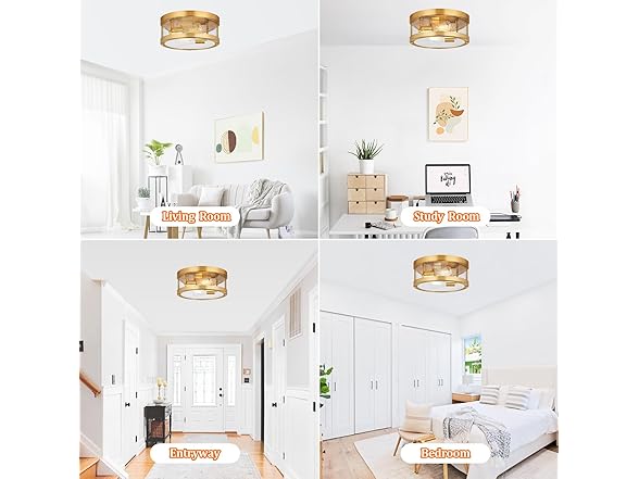 Brightever 2-Light Gold Close to Ceiling Light Fixture