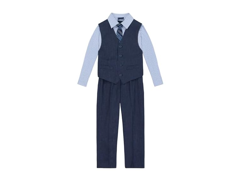 IZOD Boys' 4-Piece Formal Dress Up Suit Set, Vest, Pants, Collared Shirt, and Tie, Tanzanite