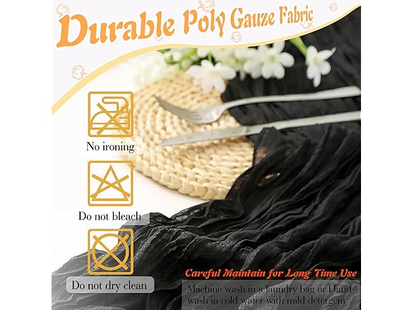 Waligoy Black Cheesecloth Table Runner