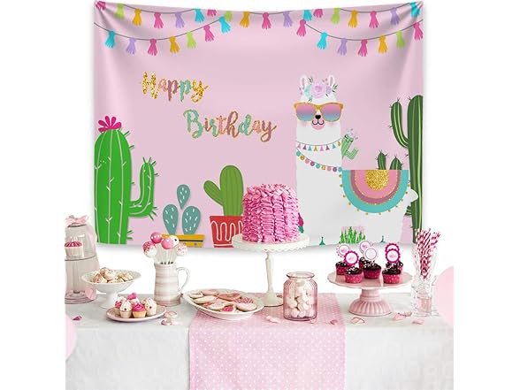 Mocsicka Llama Happy Birthday Backdrop