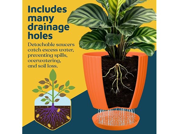 Lifemaster 6" Plant Pots with Drainage, 24 Pack