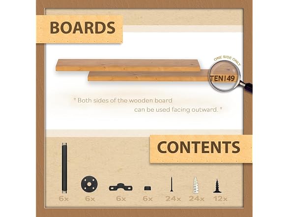 TEN49 Wood Shelves 48in Walnut 2-Pack