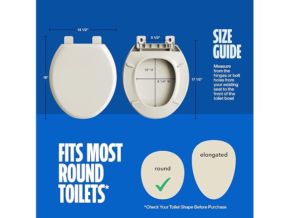 HIGHCRAFT Round Plastic Toilet Seat Slow Close, Bone