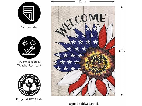 Patriotic Garden Flag 12x18 Sunflower