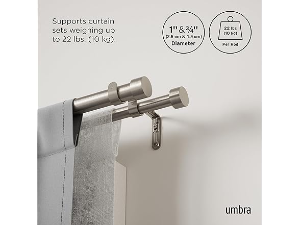 Umbra Cappa Double Curtain Rod, Inc Nickel