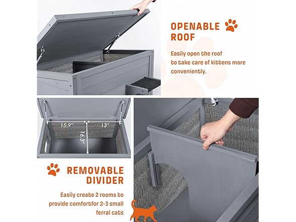 BRIOPAWS Grey Dual Insulated Outdoor Cat House Grey
