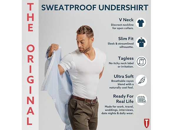 Thompson TEE Men (M) Sweatproof Rayon V Undershirt