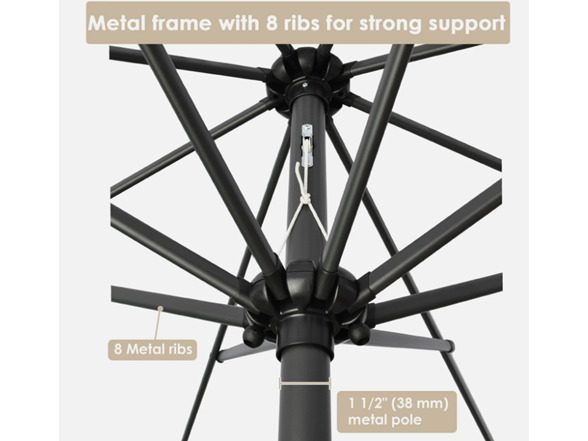 Yescom 10‘ 8 Rib Patio Umbrella Market Crank Tilt