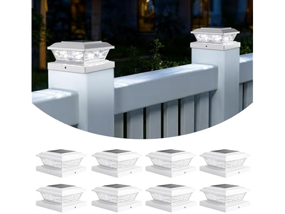 Brightever 4x4 3.5x3.5 Solar Post Cap Lights 8-Pack White