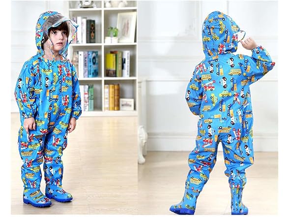 JiAmy (S) Baby One Piece Rain Suit Hood Coverall