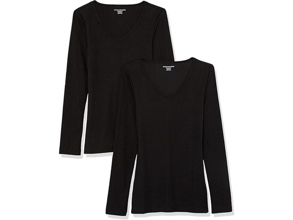 Amazon Essentials Women Slim-Fit V-Neck Rib Shirts 2Pk - Gallery 5