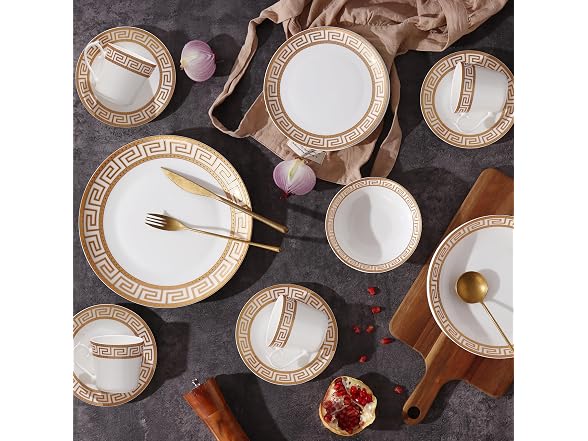 Lorren Home Trends 24 Piece Bone China Dinnerware Set