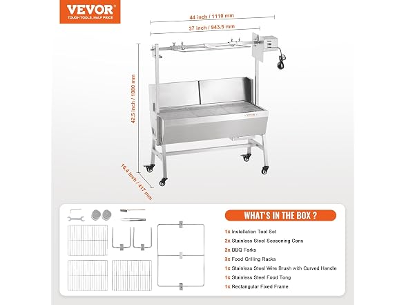 VEVOR Rotisserie Grill with Windscreen