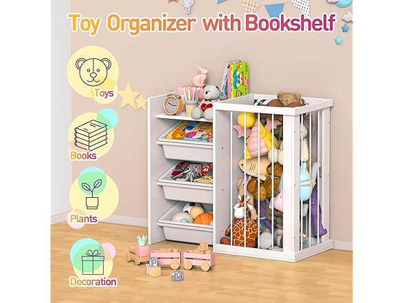 Wooden Kids Toy Storage Organizer,3-Tier Kids' Toy Storage O (Open Box)