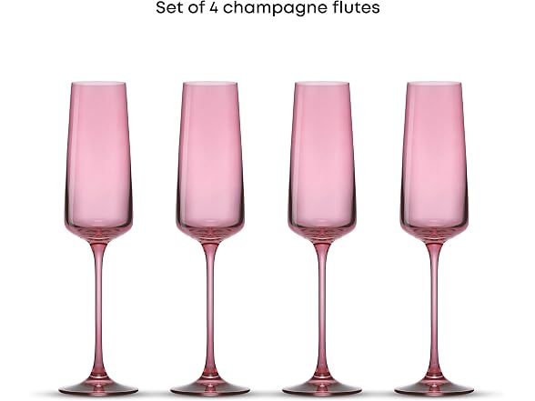 JoyJolt Sidney Stemmed Champagne Flutes, Set of 4