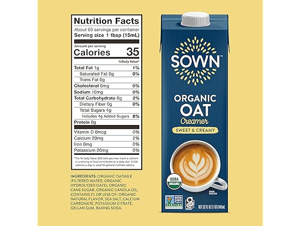 SOWN Organic Oat Creamer Sweet & Creamy - Barista Oat Milk