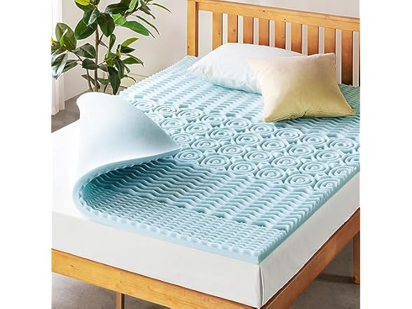 Mellow 1.5 Inch 5-Zone Memory Foam Mattress Topper- Cooling