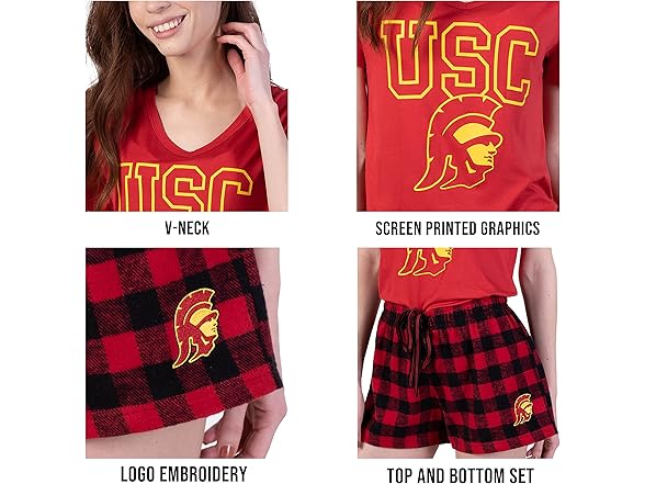TROJANS Womens PJ Set Cardinal Red