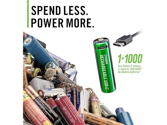 Coast Zithion-X AA Rechargeable Batteries & Charging Station