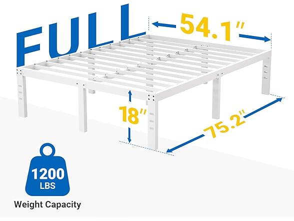 Avenco Metal Platform Bed Frame Full Size 18 Inch