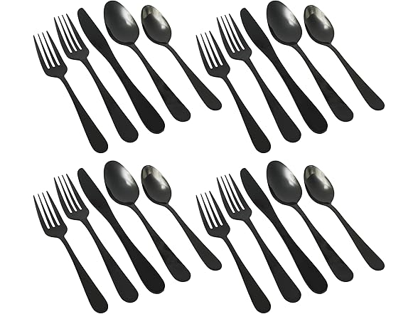 Ravidia Black Flatware Cutlery Silverware Set 20 Pieces