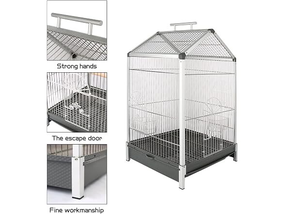 Bird Carrier Travel Cage, 21 inch with Wooden Perch