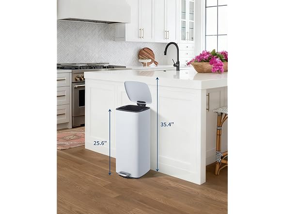 Takywep 8 Gal Step-On Trash Can White