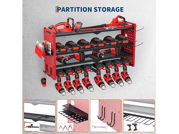 Takywep Heavy Duty Power Tool Organizer Wall Mount – 4-Layer