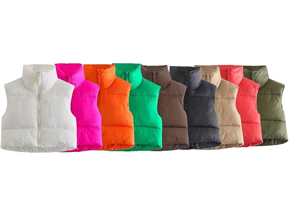 Houlengs Women (M) Stand Collar Crop Vest Red
