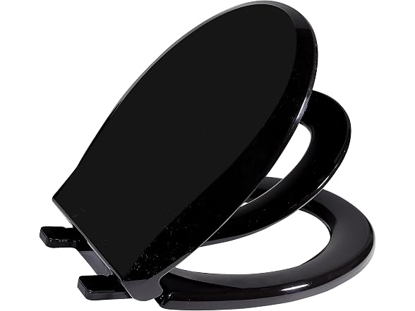 Takywep Toilet Seat Round Flat Toilet, Black