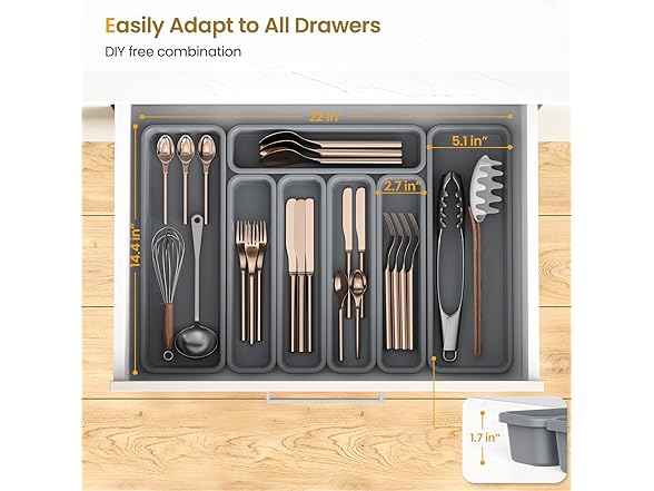K KORKUAN Silicone Silverware Organizer