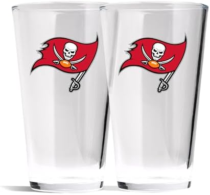 The Memory Company Officially Licensed NFL 16 oz Pint Glasses Set of 2-16 oz Pint Glass, Licensed Team Drinkware, Stylish Gameday Glassware, Team Logo